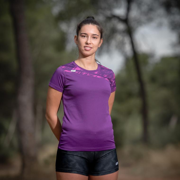 Camiseta running Nature Purple tejido 50%