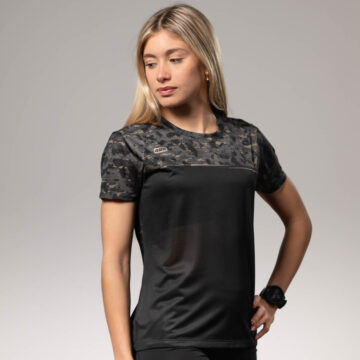 Camiseta running mujer ARMY Black/Tan